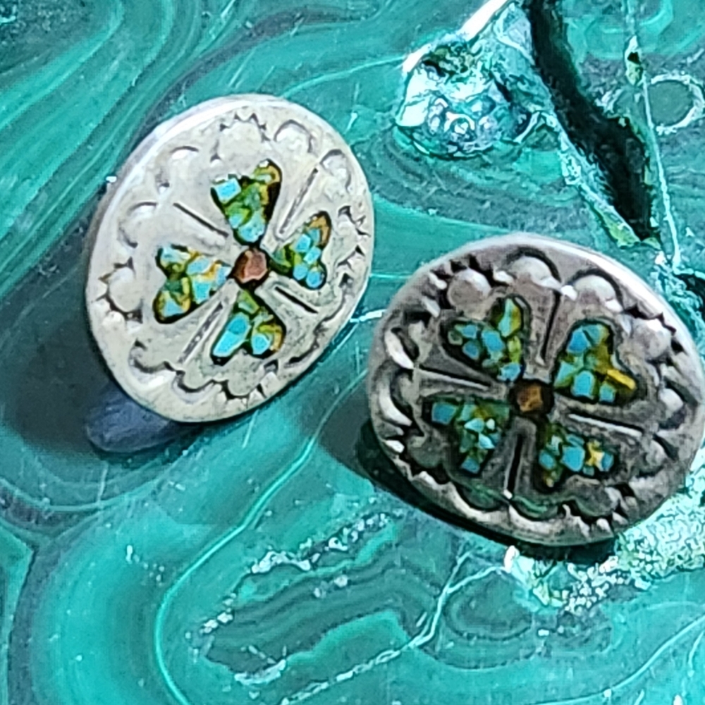 Sterling Silver and Turquoise Southwestern Earrings - Hearts - Picture 4 of 5